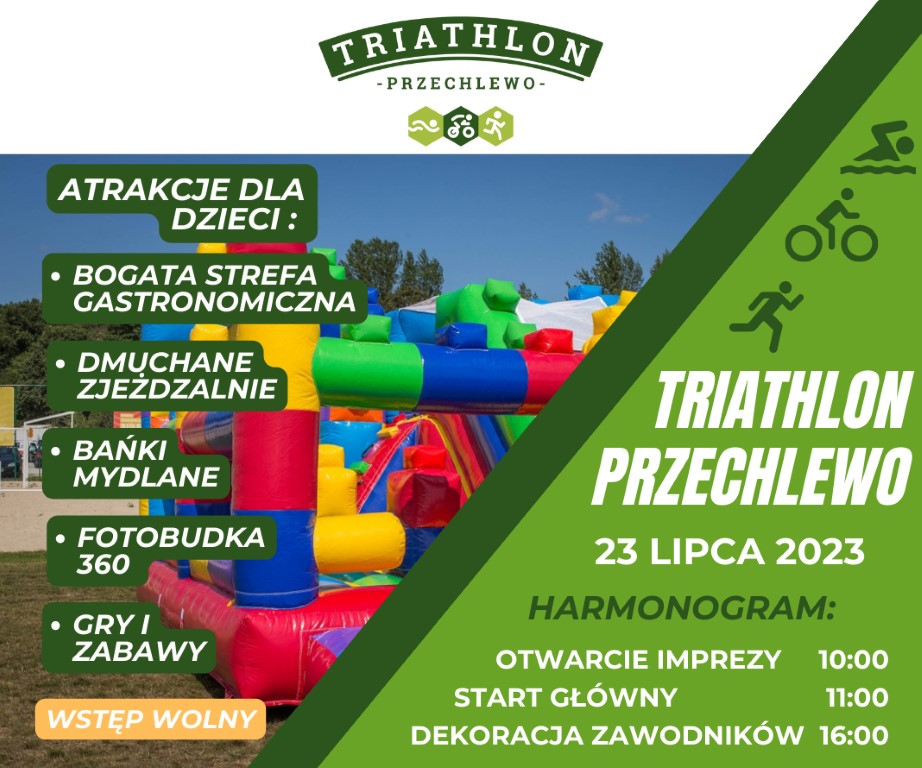 Dzisiaj 23.07 triathlon w Przechlewie. Organizatorzy zachęcają do kibicowania oraz przypominają o utrudnieniach