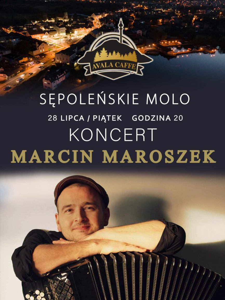 Akordeonista Marcin Maroszek wystąpi dziś 28.07 na molo w Sępólnie Krajeńskim