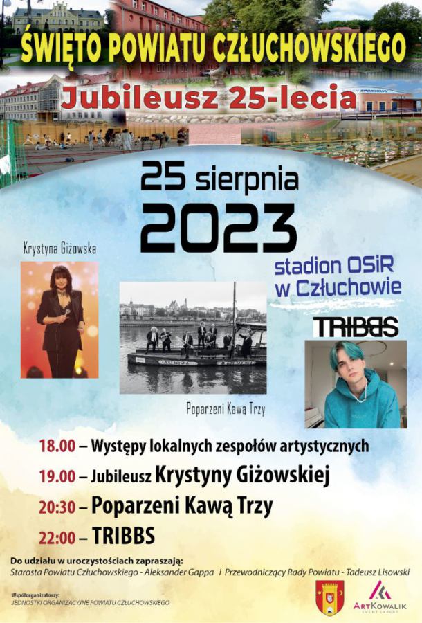 Krystyna Giżowska, Poparzeni Kawą Trzy i Tribbs zagrają jutro (25.08.) na Święcie Powiatu Człuchowskiego