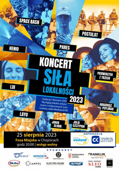 "Siła lokalności 2023" - koncert i audycja live. Sprawdź, kto w piątek 25 sierpnia wystąpi w Fosie Miejskiej w Chojnicach!