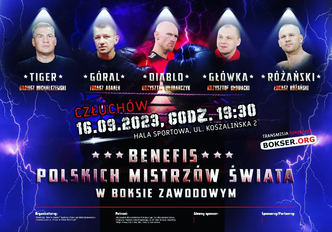 Benefis polskich mistrzów świata w boksie zawodowym odbędzie się w Człuchowie
