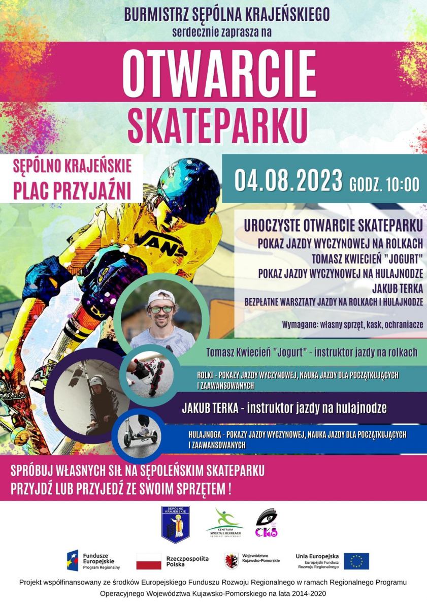 Już w najbliższy piątek 4.08. otwarcie skateparku w Sępólnie Krajeńskim