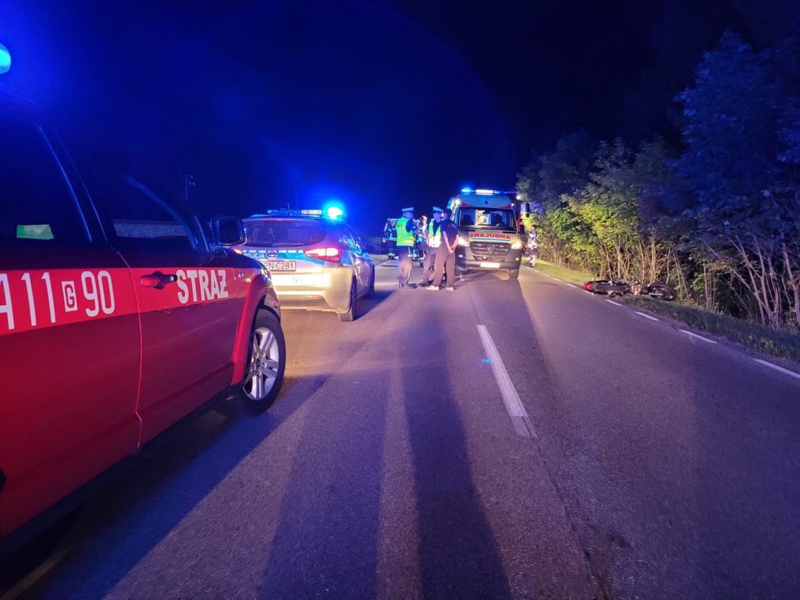 Wypadek na trasie Chojnice - Brusy. Na wysokości Żabna samochód dostawczy zderzył się z motocyklem FOTO