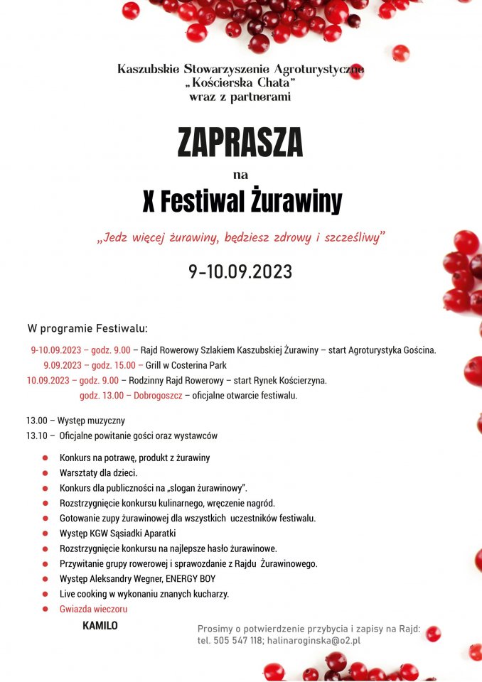 W najbliższy weekend w Dobrogoszczy, w gminie Kościerzyna, odbędzie się 10. Festiwal Żurawiny
