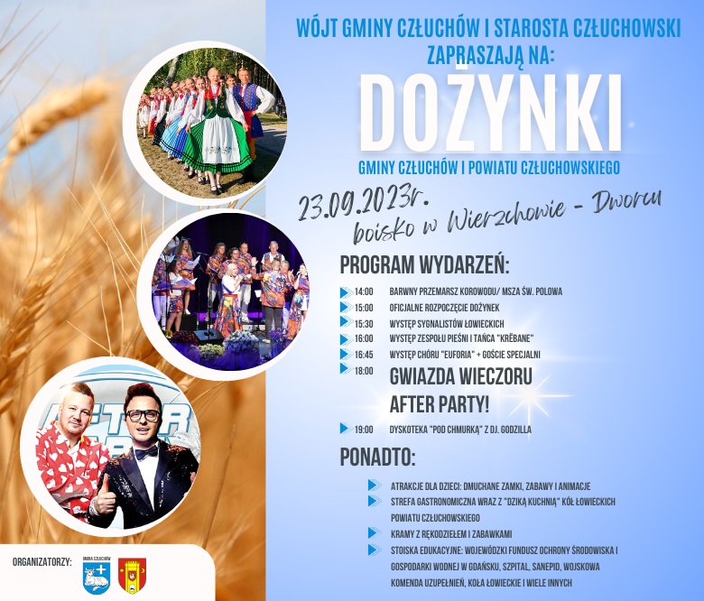 Jutro 23.09. połączone dożynki gminy Człuchów i powiatu człuchowskiego. Odbędą się w Wierzchowie Dworcu