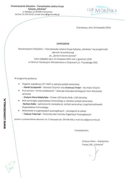 Zaproszenie na konferencję "Senior to brzmi dumnie"