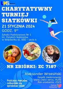 Uczniowski Klub Sportowy "Sympatycy" w Więcborku zaprasza jutro (21.01) na charytatywny turniej siatkówki