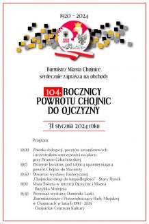 Jutro (31.01.) 104 rocznica powrotu Chojnic do macierzy. Uroczystości rozpoczną się o godz. 10:00 