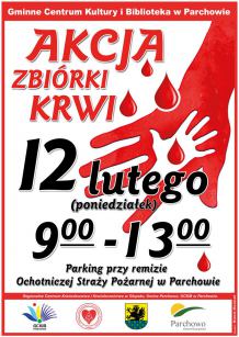 Gminne Centrum Kultury i Biblioteki w Parchowie organizuje walentynkową zbiórkę krwi