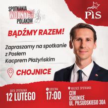 Poseł PiS Kacper Płażyński odwiedzi dziś (12.02) Chojnice. "Jest to kontynuacja tego, co było 11 stycznia w Warszawie"