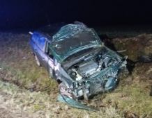 Dachowanie auta osobowego w Łęgu-Kolonii w gminie Czersk. W samochodzie był tylko kierowca
