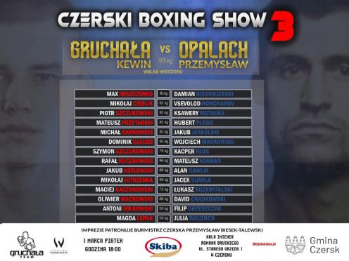 Dziś III Czerski Boxing Show. W walce wieczoru Kewin Gruchała z Chojnic zadebiutuje w wadze ciężkiej