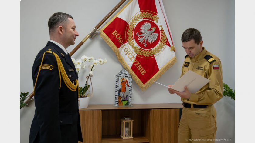 Były komendant straży pożarnej w Chojnicach już po oficjalnym powierzeniu obowiązków w komendzie wojewódzkiej PSP