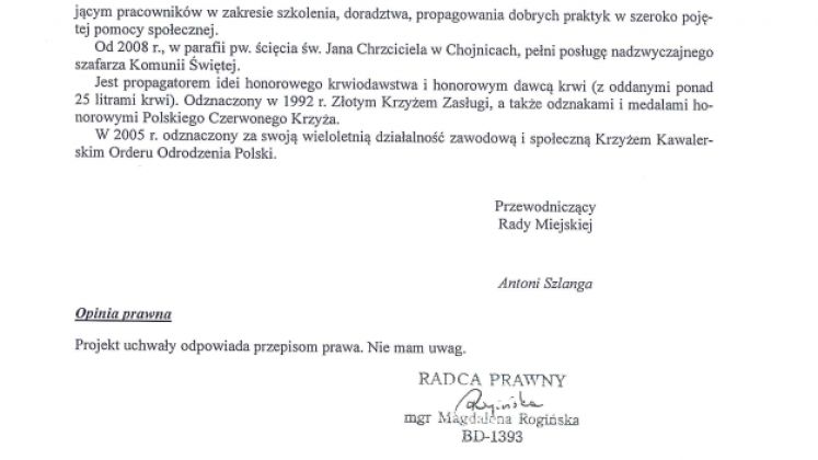 Andrzej Gąsiorowski Zasłużonym Obywatelem Miasta Chojnice. Tytuł nadali mu radni