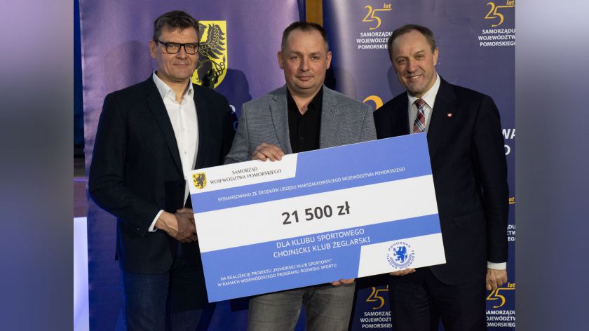 Chojnicki Klub Żeglarski z nagrodą finansową od samorządu województwa pomorskiego za świetne wyniki w ubiegłym roku