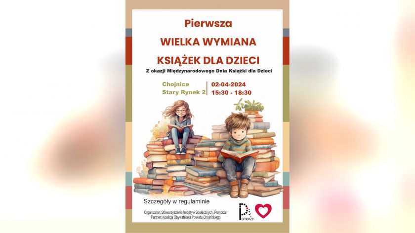 W Chojnicach będzie się można wymienić książkami dla dzieci. Pierwsza akcja startuje 2 kwietnia