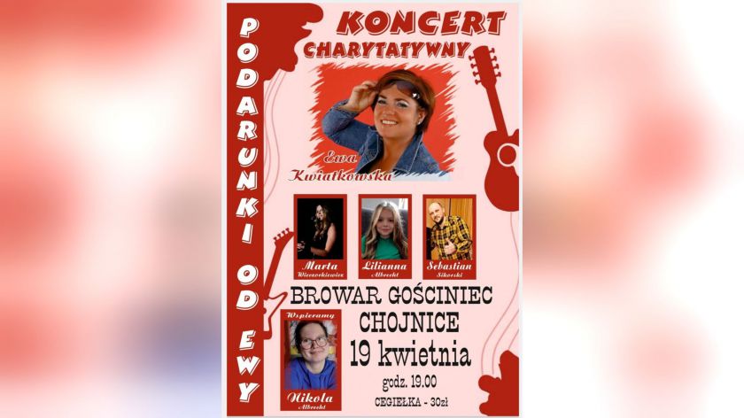 Dziś 19.04. w Chojnicach odbędzie się koncert charytatywny dla Nikoli Albrecht