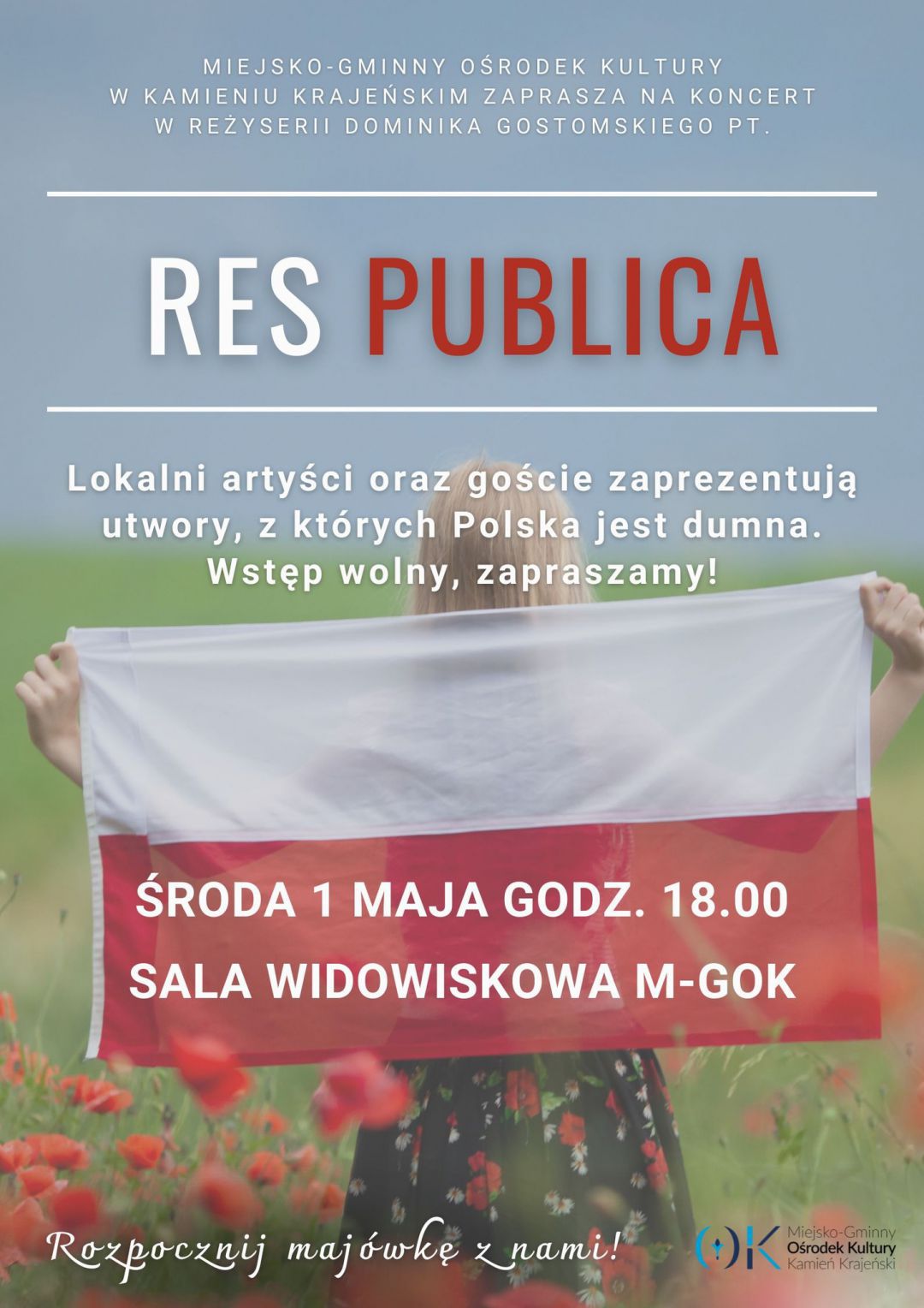 "1 maja w Kamieniu Kr. zabrzmią piosenki, z kt&oacute;rych Polacy są dumni" - Dominik Gostomski zaprasza do M-GOK