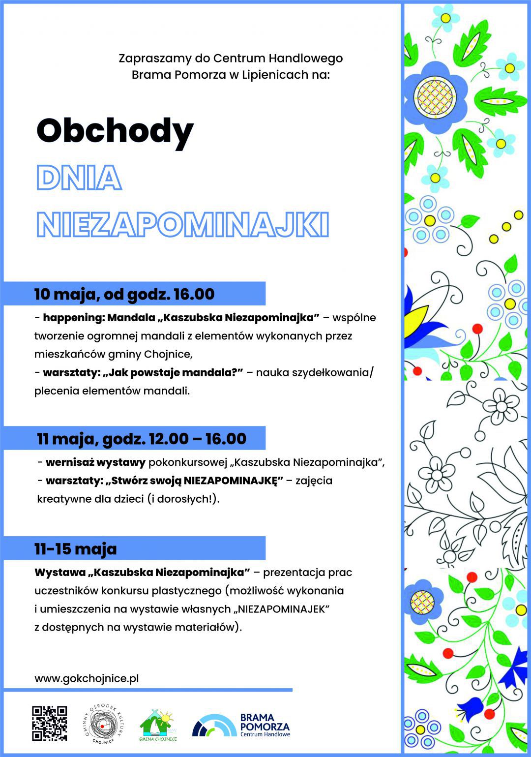 Dzień Niezapominajki w gminie Chojnice. GOK zaprasza na kilka dni artystycznych zajęć do galerii w Lipienicach