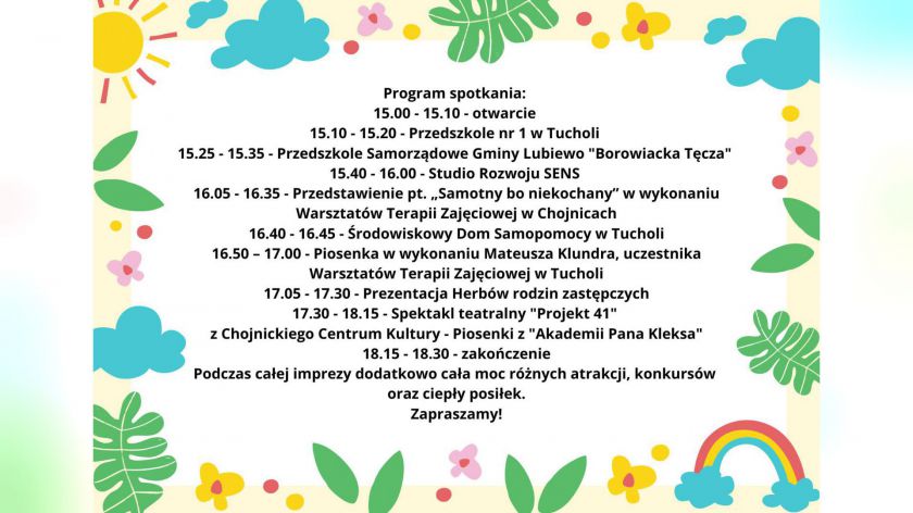 W Tucholi dziś 24.05 obchody Powiatowego Dnia Dziecka, Rodzicielstwa Zastępczego i Przegląd Twórczości Osób Niepełnosprawnych