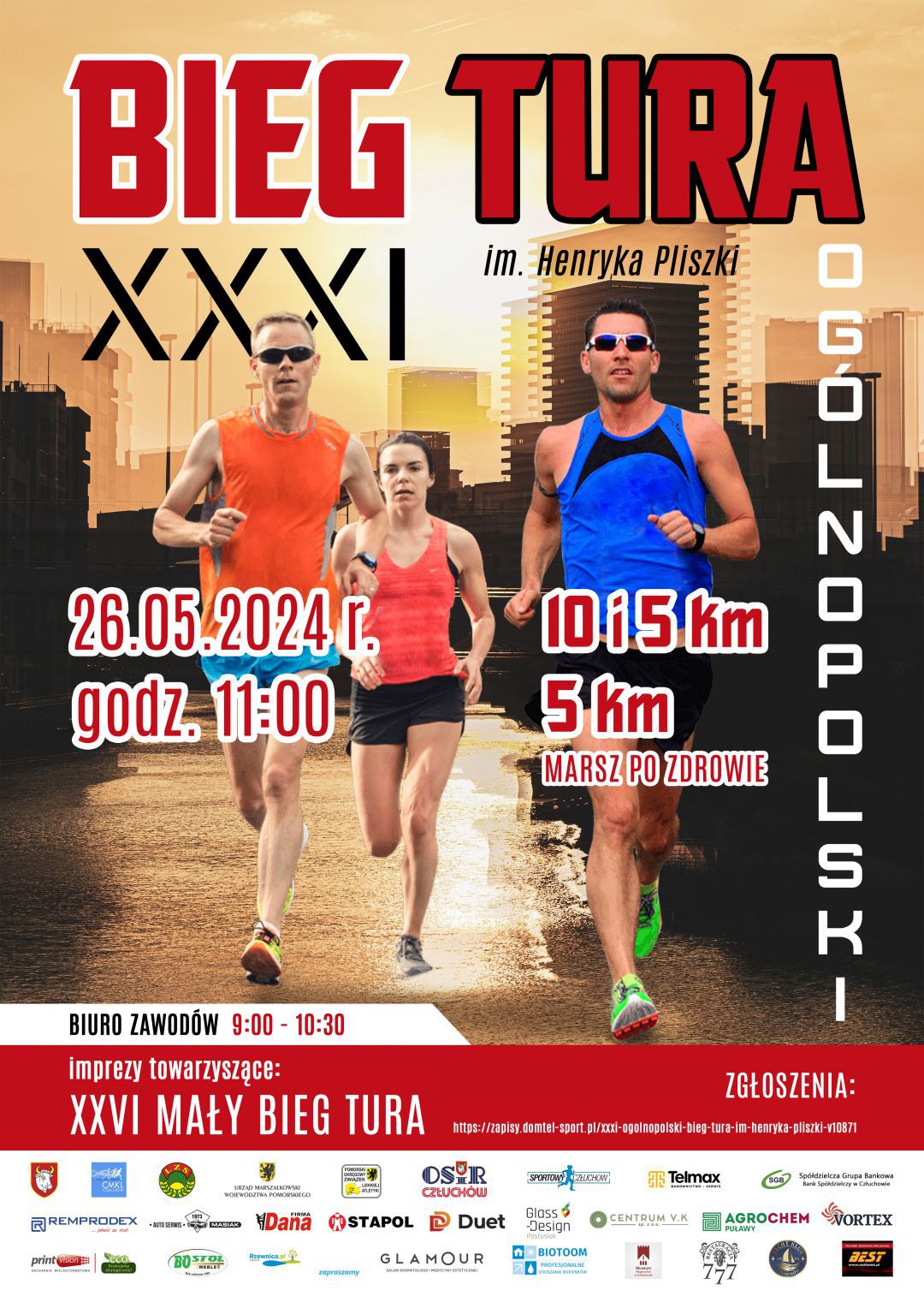 Jutro (26.05.) w Człuchowie Bieg Tura. Będą też biegi dla dzieci i Marsz po Zdrowie