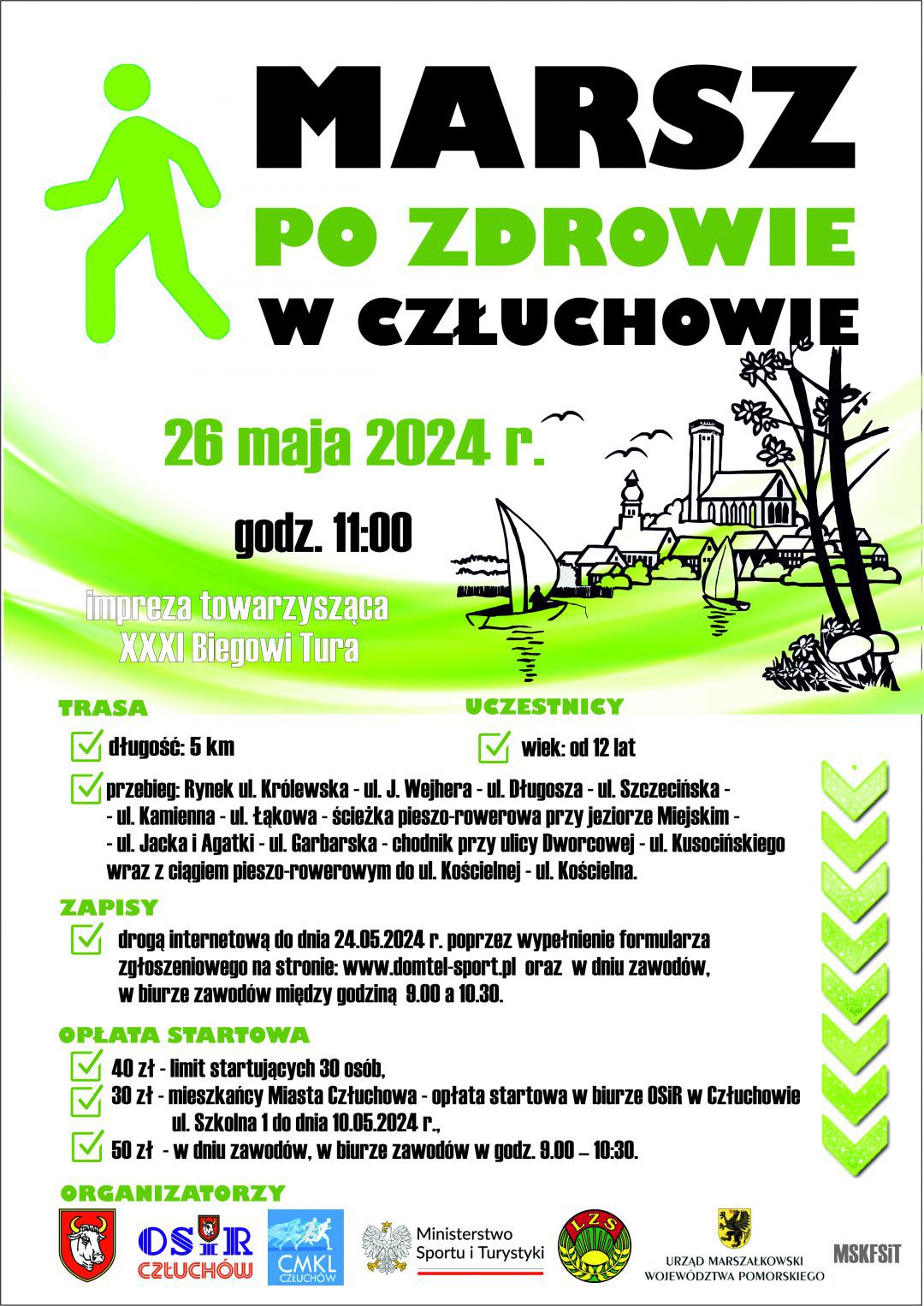 Jutro (26.05.) w Człuchowie Bieg Tura. Będą też biegi dla dzieci i Marsz po Zdrowie