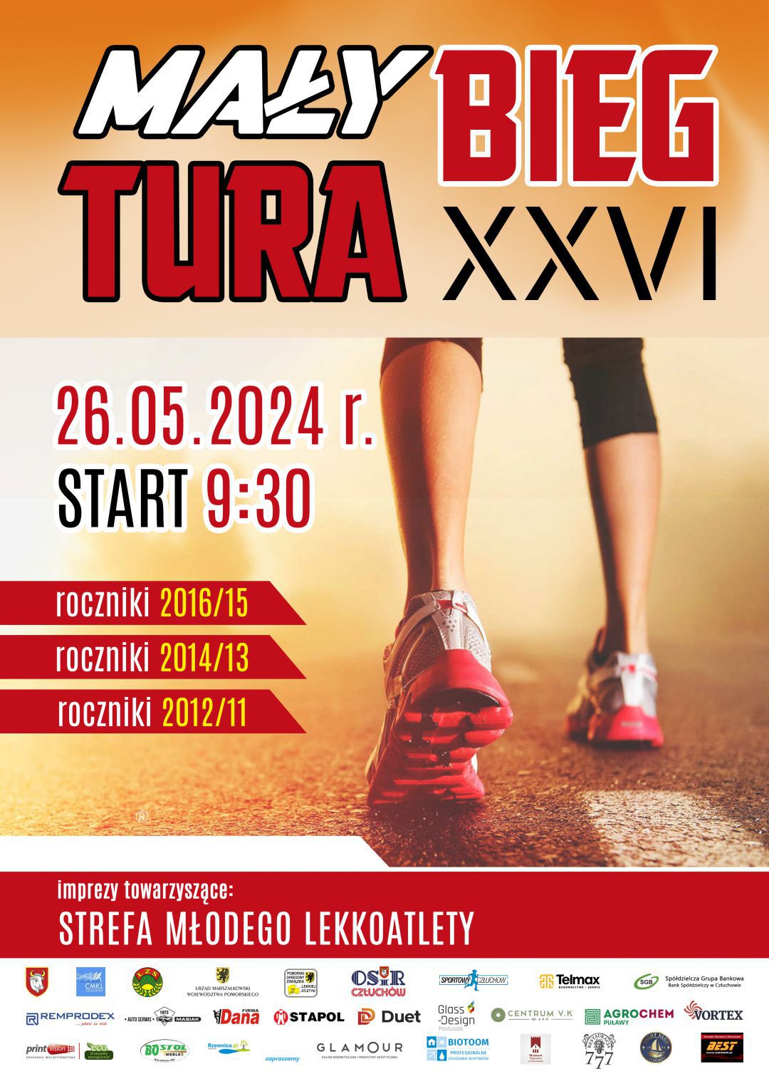 Jutro (26.05.) w Człuchowie Bieg Tura. Będą też biegi dla dzieci i Marsz po Zdrowie