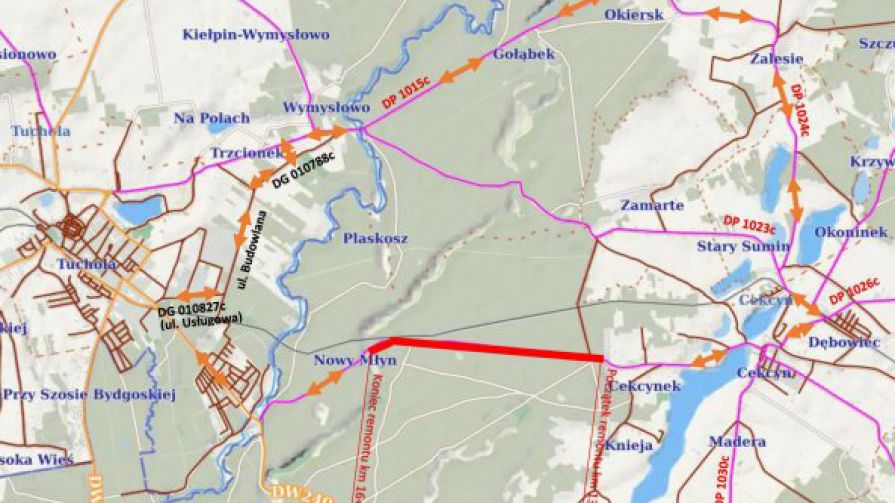 Droga Cekcyn - Rudzki Most w powiecie tucholskim jest zamknięta dla ruchu. Dziś (3.06) rusza tu przebudowa