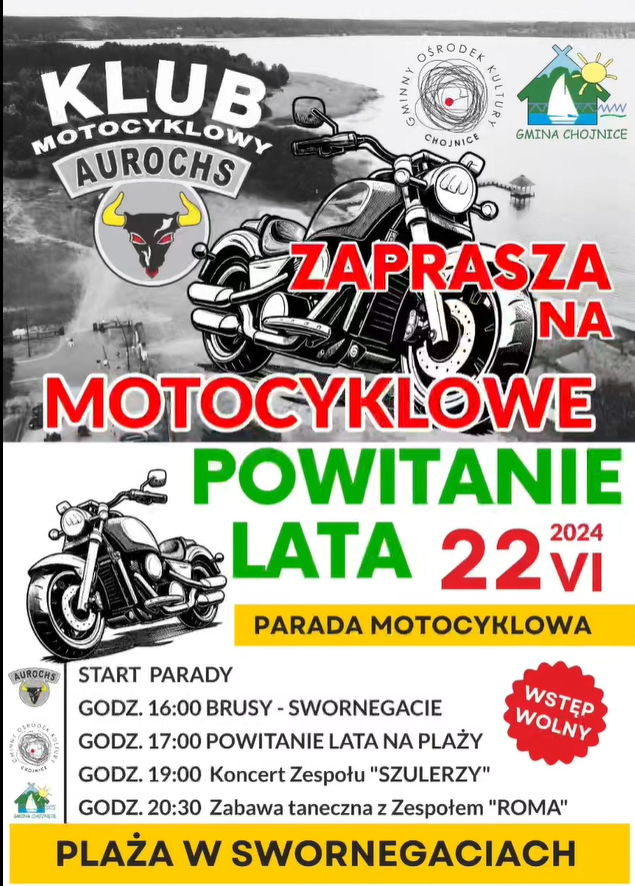 Na plaży w Swornegaciach, w gm. Chojnice dziś (22.06.) Motocyklowe Powitanie Lata
