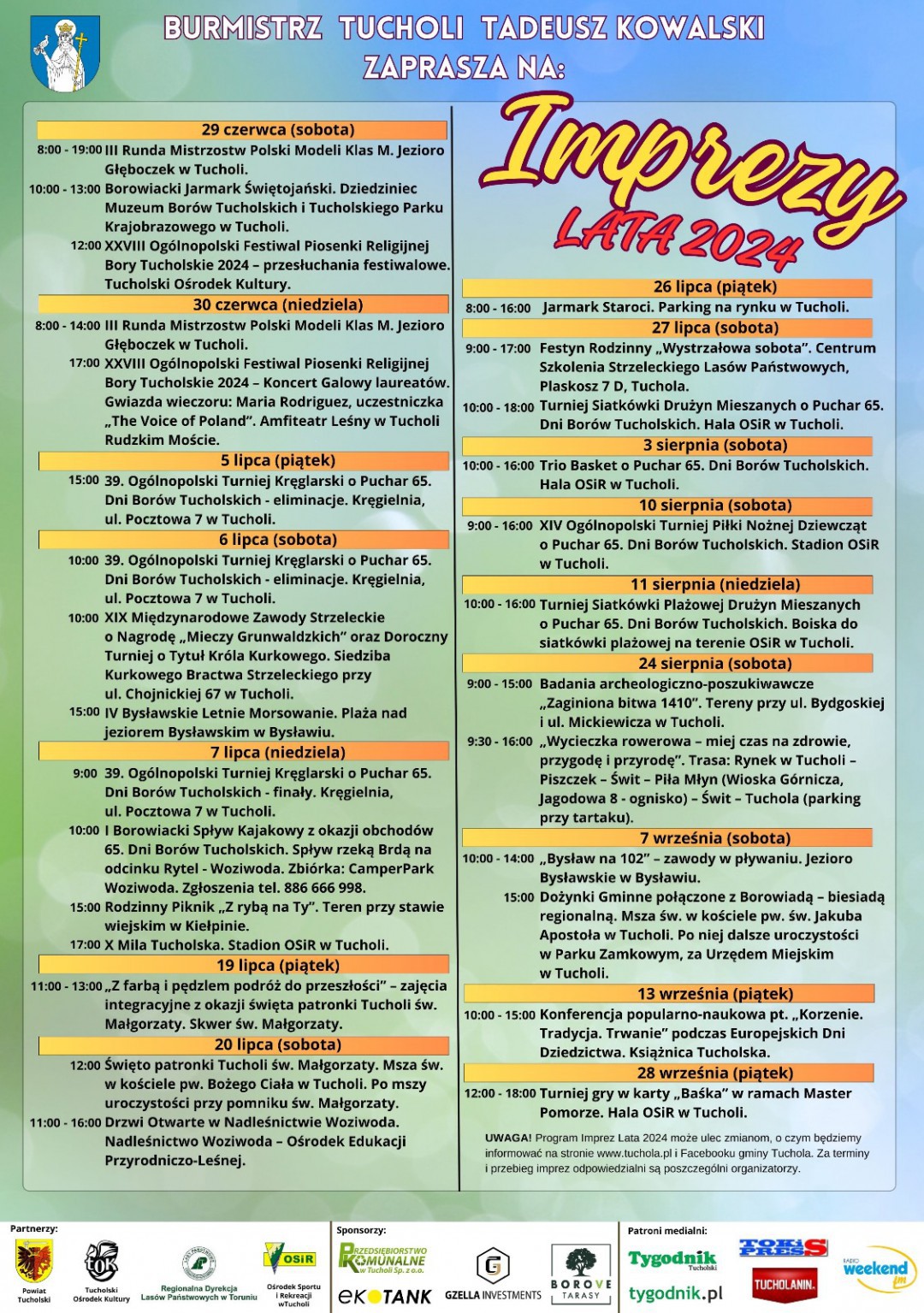 Tuchola gotowa do 65. edycji Dni Bor&oacute;w Tucholskich. Impreza odbędzie się już w ten weekend