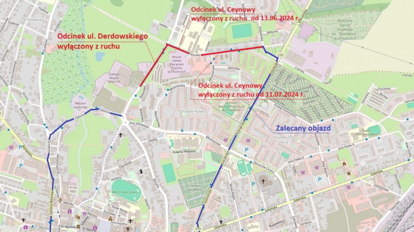 Od czwartku (11.07.) na kilka miesięcy zamknięta dla ruchu będzie ul. Ceynowy w Chojnicach