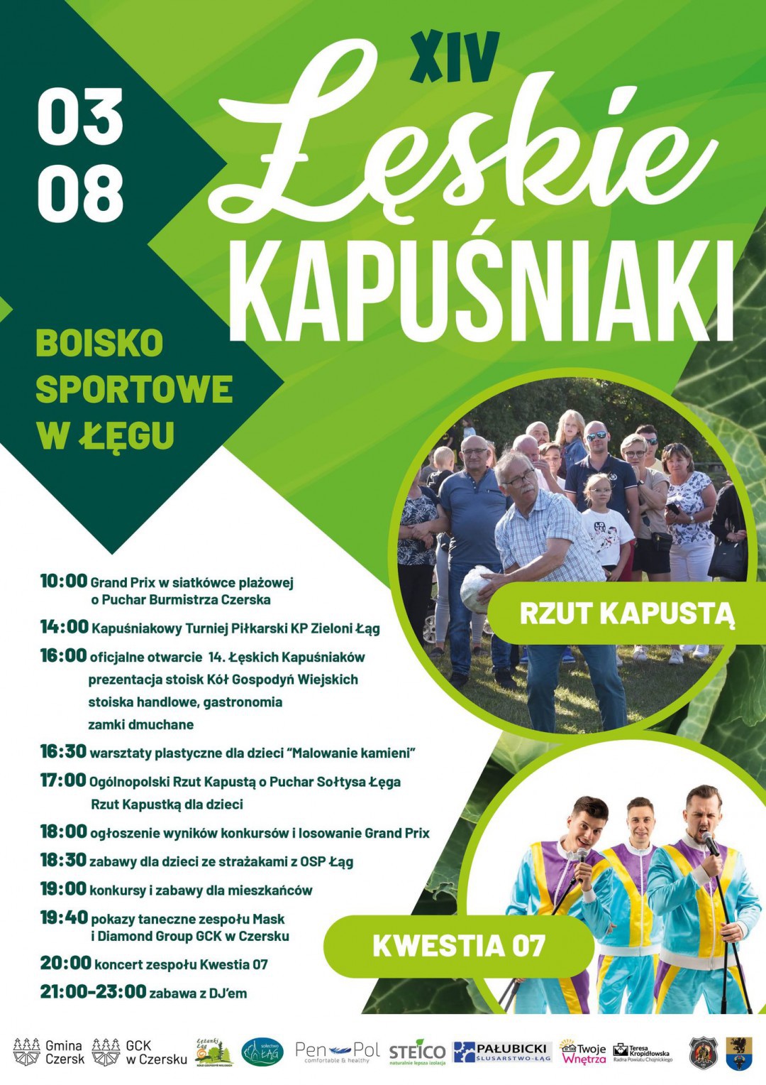 Już dziś (3.08) 14 edycja Łęskich Kapuśniak&oacute;w w Łęgu w gminie Czersk. Będą mistrzostwa w rzucie kapustą
