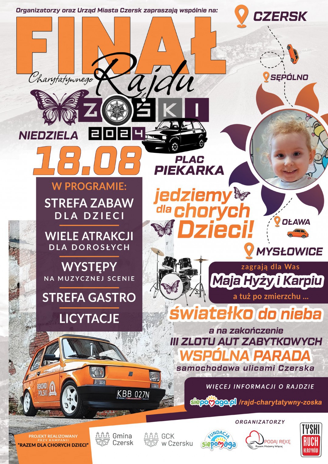 Jutro (15.08) z Mysłowic do Czerska rusza samochodowy rajd Zośki. Akcja charytatywna ma pom&oacute;c dzieciom chorym onkologicznie (ROZMOWA)