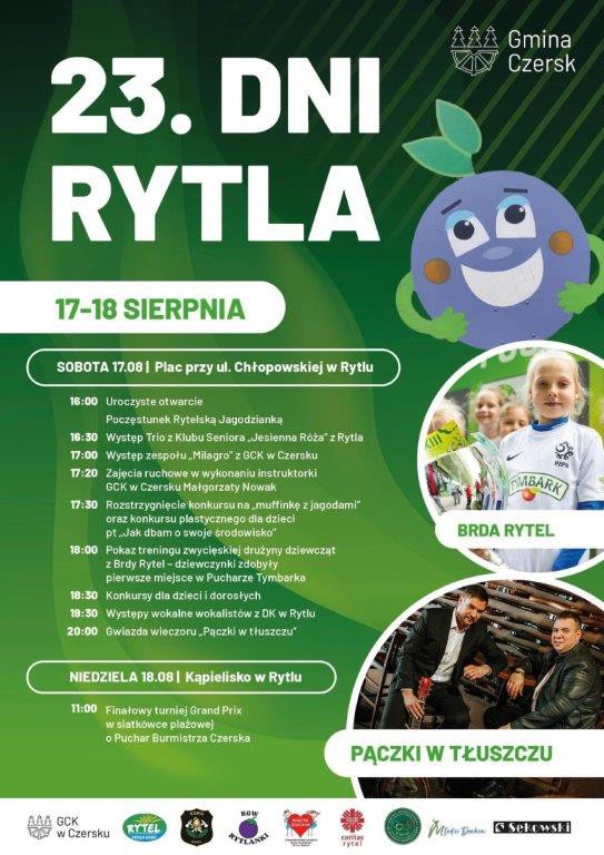 Dziś i jutro (17-18.08) odbędą się Dni Rytla. Na stołach będą jagodzianki, a na scenie "Pączki w tłuszczu"