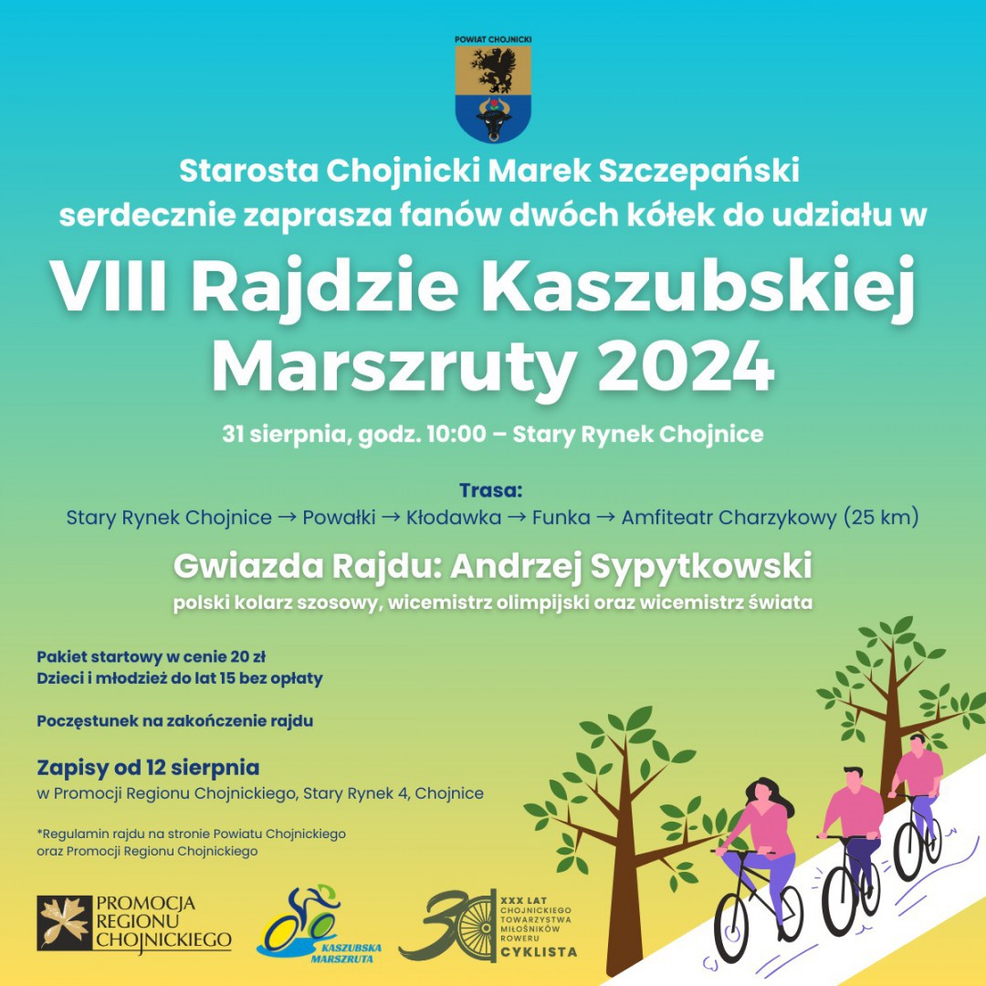 W powiecie chojnickim w sobotę 31 sierpnia odbędzie się 8. Rajd Kaszubskiej Marszruty