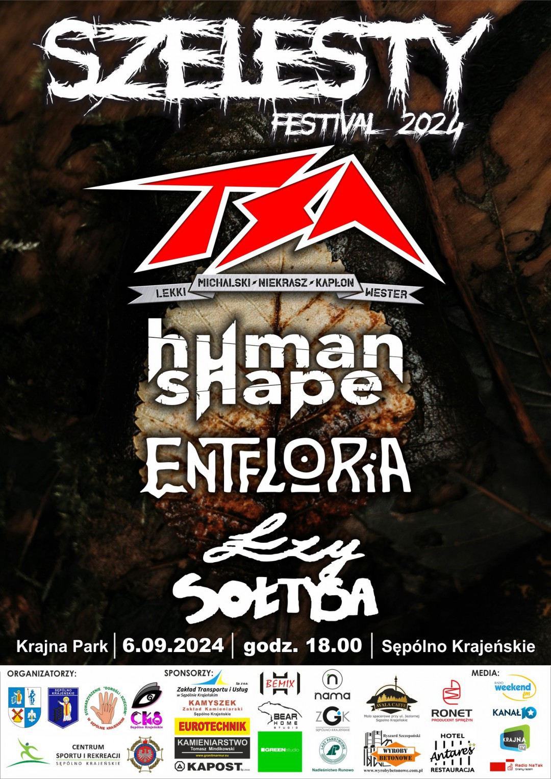TSA MNKWL, HUMAN SHAPE, ENTFLORIA i ŁZY SOŁTYSA. Jutro w Sęp&oacute;lnie odbędzie się rockowy festiwal SZELESTY