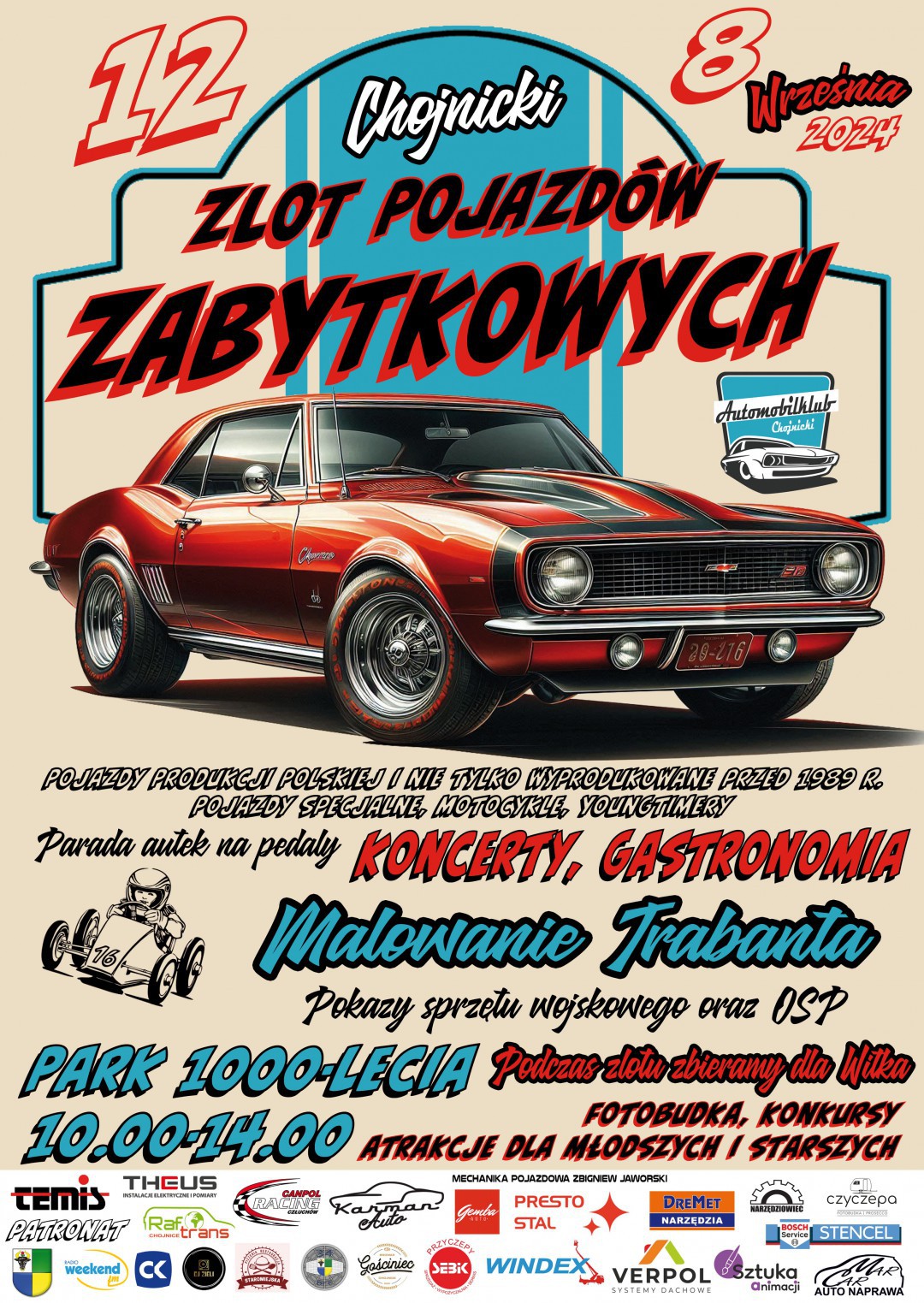 W Parku Tysiąclecia w Chojnicach odbędzie się jutro (8.09.) 12. Zlot Pojazd&oacute;w Zabytkowych