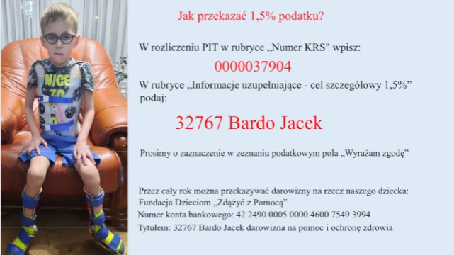 Jacuś Bardo z Chojnic walczy z poważną chorobą. Rodzice przygotowują niespodziankę