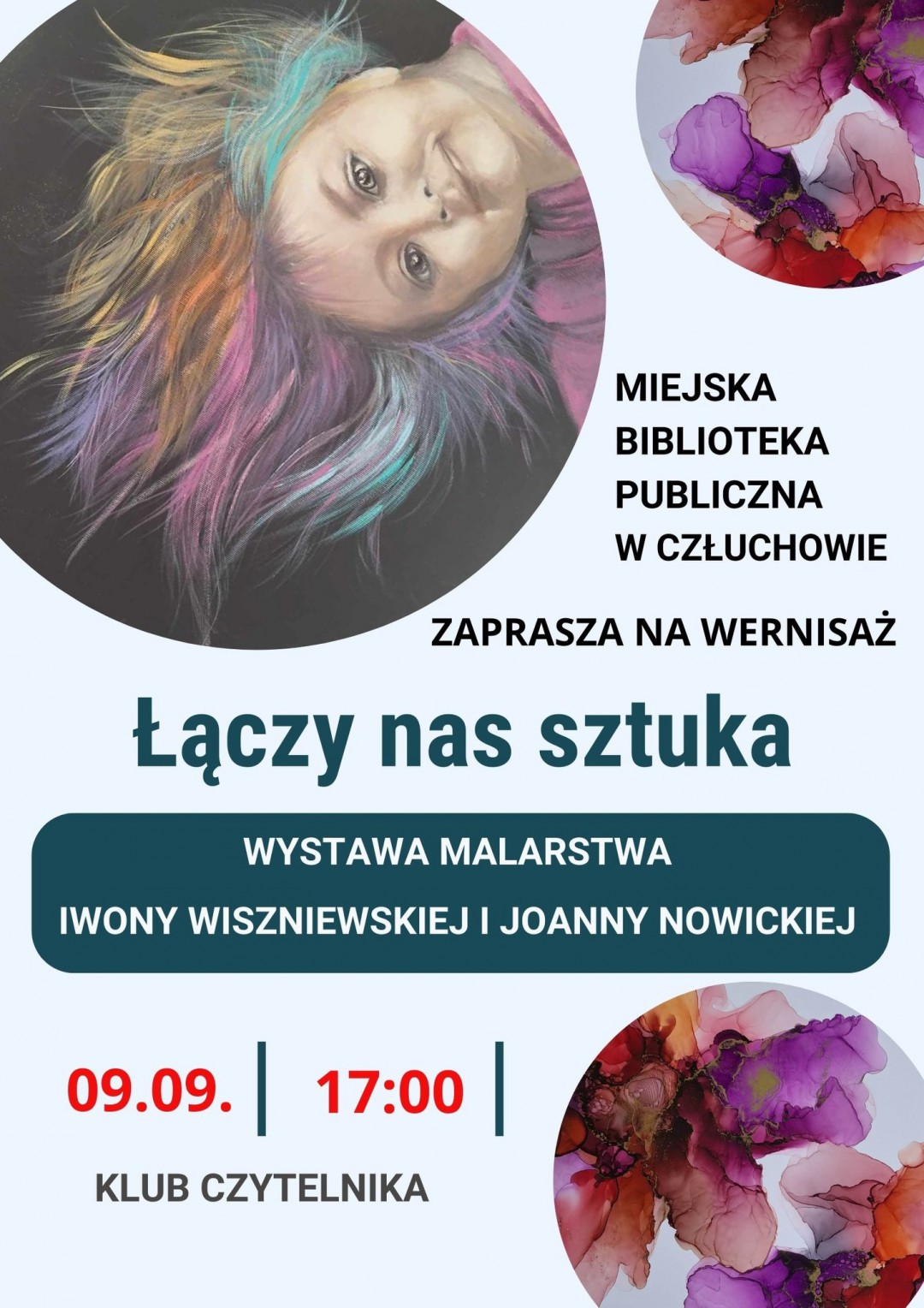 Dziś (9.09.) w człuchowskiej bibliotece wernisaż wystawy malarstwa "Łączy nas sztuka"