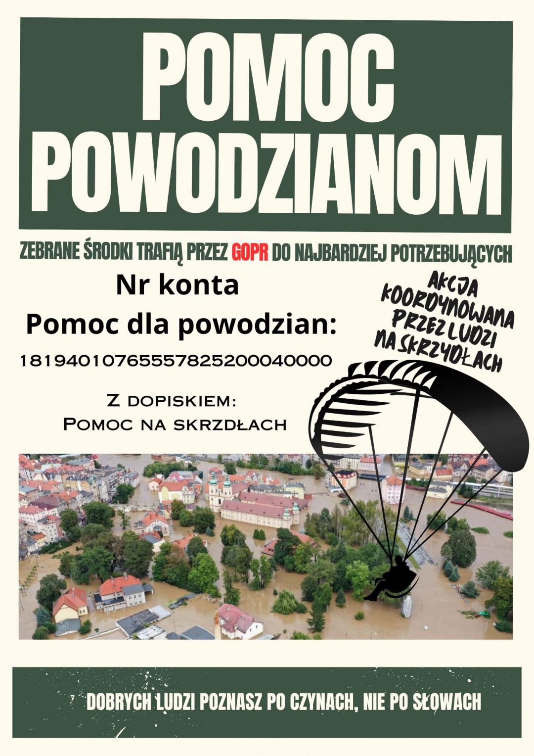 Pomoc dla powodzian spada też z nieba. Regionalni paralotniarze organizują zbi&oacute;rkę pieniędzy