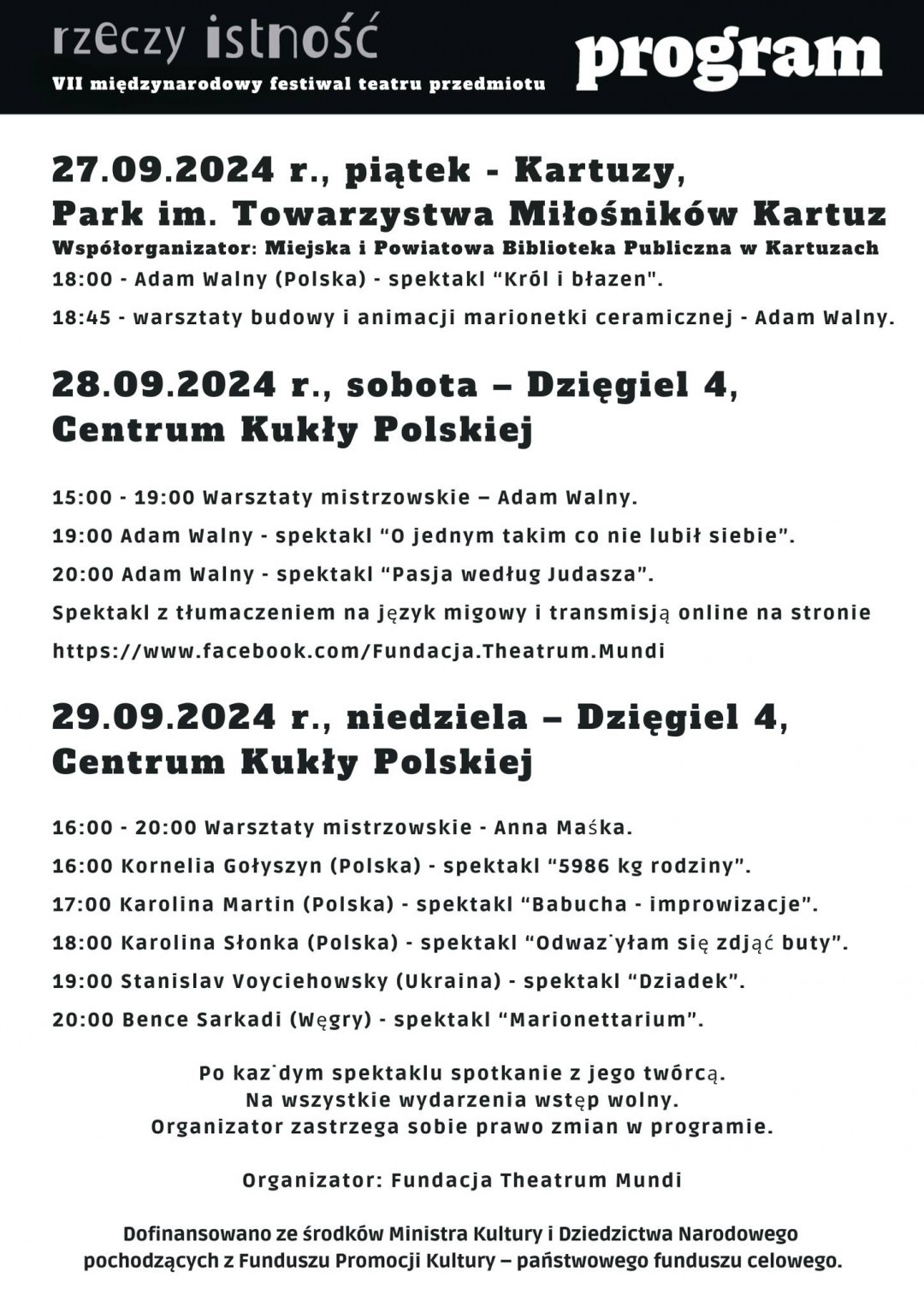 Centrum Kukły Polskiej w Dzięglu zaprasza na "Rzeczy Istność"