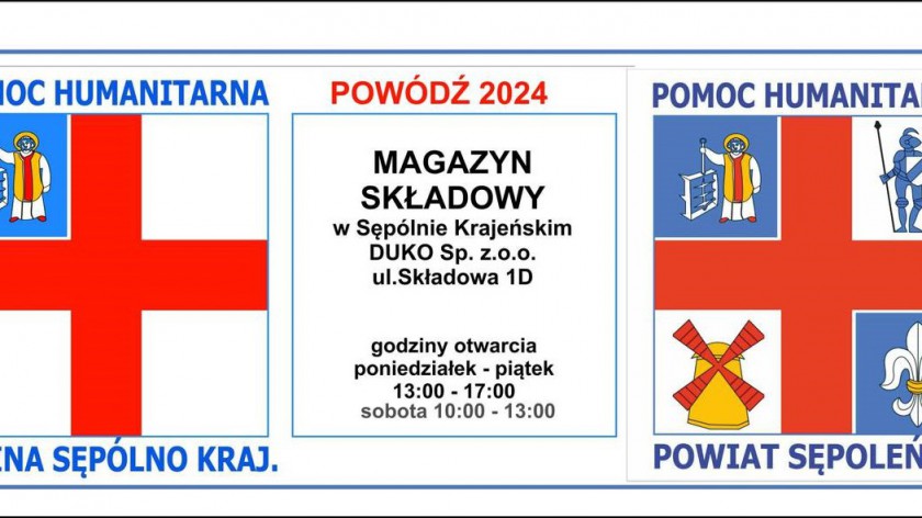 Władze powiatu sępoleńskiego uruchomiły magazyn darów dla powodzian