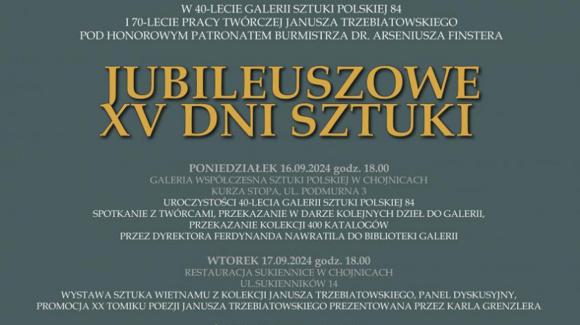 W Chojnicach ruszają 15. Chojnickie Dni Sztuki. Dziś 16.09. celebrowane będzie 40-lecie działalności Galerii Sztuki Polskiej