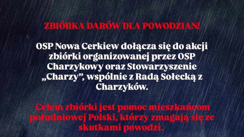 Zbiórka darów dla powodzian także w Nowej Cerkwi