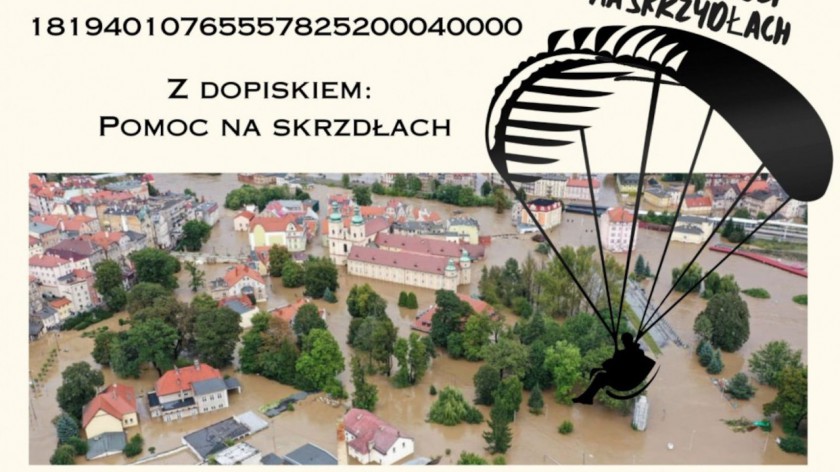 Pomoc dla powodzian spada też z nieba. Regionalni paralotniarze organizują zbiórkę pieniędzy