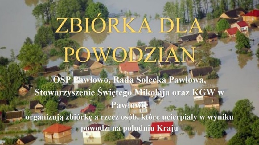 Zbiórka na rzecz powodzian także w OSP w Pawłowie. Jednostka od dziś 17.09. przyjmuje dary w swojej siedzibie