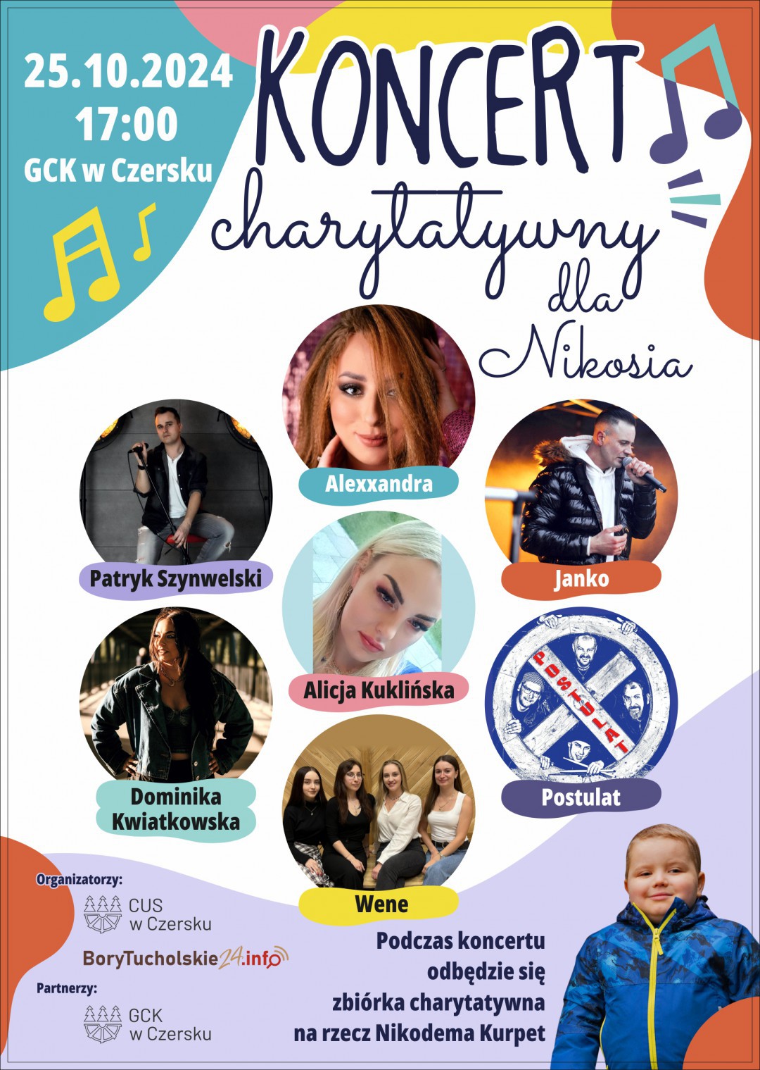 W Czersku odbędzie się dzisiaj (25.10.) koncert na rzecz Nikodema Kurpeta