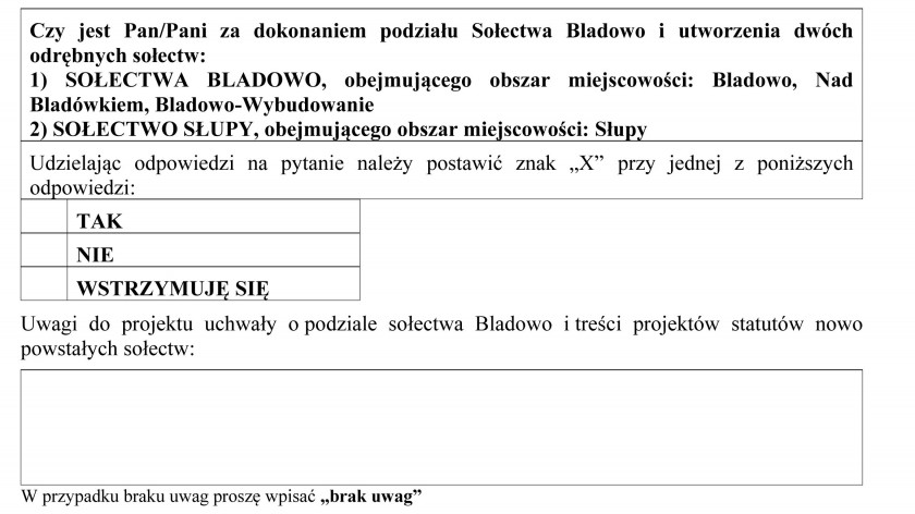 Czy wieś Słupy odłączy się od Bladowa i będzie osobnym sołectwem? Trwają konsultacje społeczne