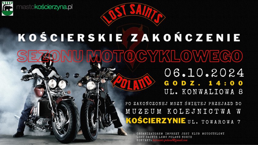 W Kościerzynie jutro 6.10. oficjalne zakończenie tegorocznego sezonu motocyklowego