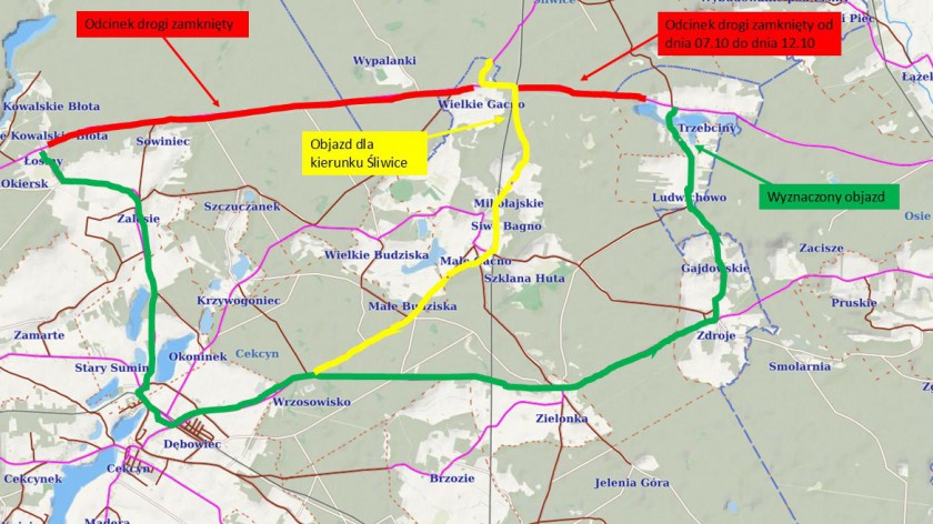 Utrudnienia na remontowanym odcinku napoleonki w powiecie tucholskim potrwają dłużej, niż planowano